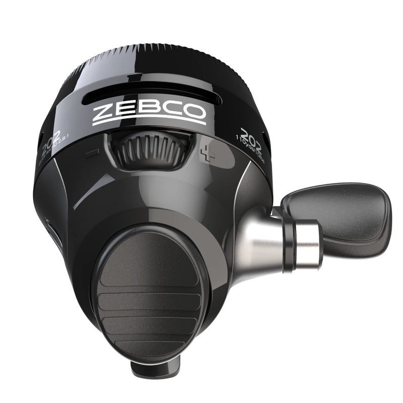 Zebco 202 Spincast Fishing Reel, Size 30 Reel, Right-Hand Retrieve, Durable All-Metal Gears, Stainless Steel Pick-up Pin, Pre-Spooled with 10-Pound Zebco Fishing Line, Black - Image 1